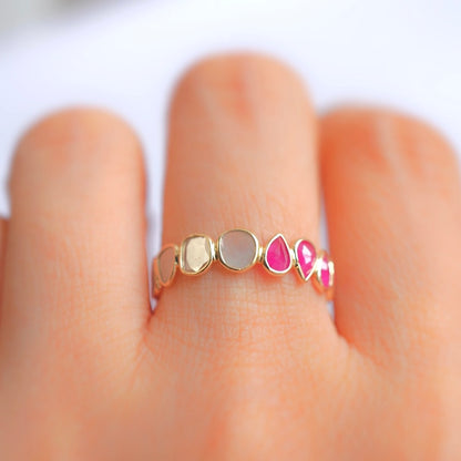 Size order small ruby ​​half eternity ring