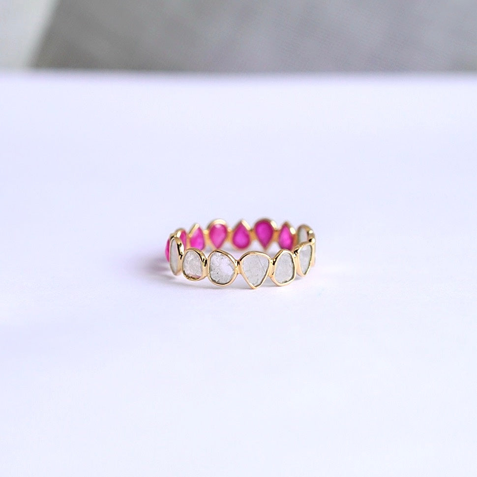 Size order small ruby ​​half eternity ring