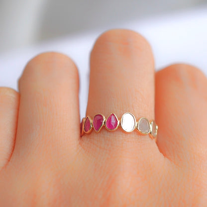 Size order small ruby ​​half eternity ring