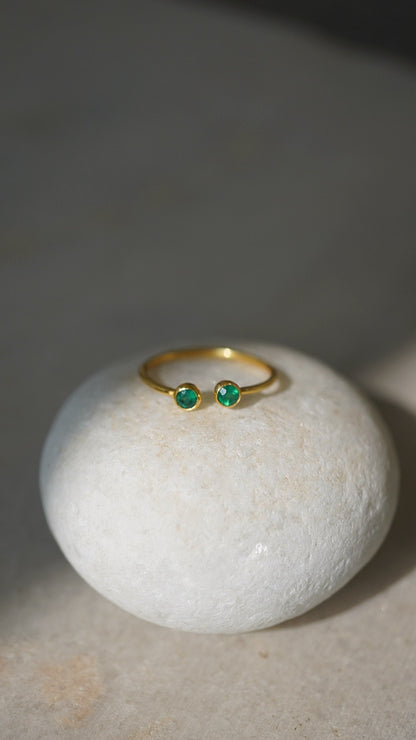 双翠-そうすい　グリーンオニキスリング  Free size