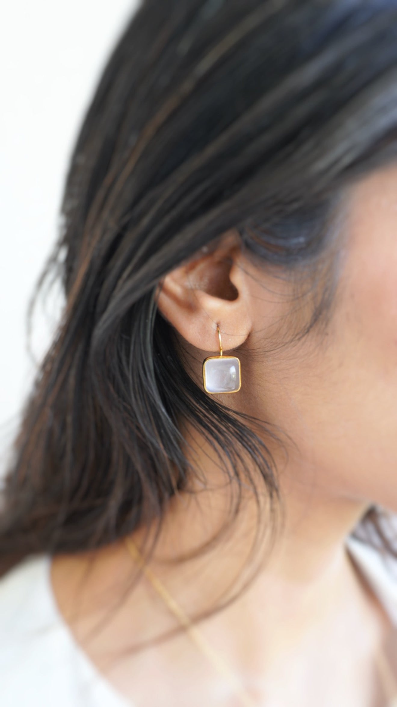 静光-せいこう　ローズクォーツピアス