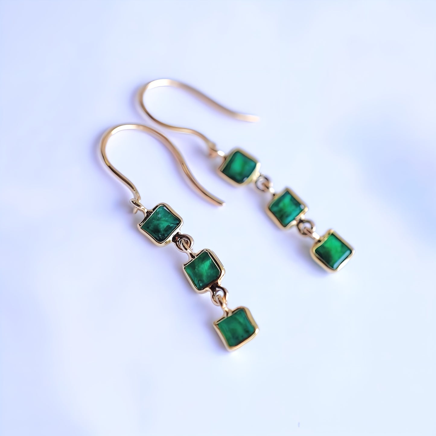 Emerald 3-piece earrings 10KG EEG46