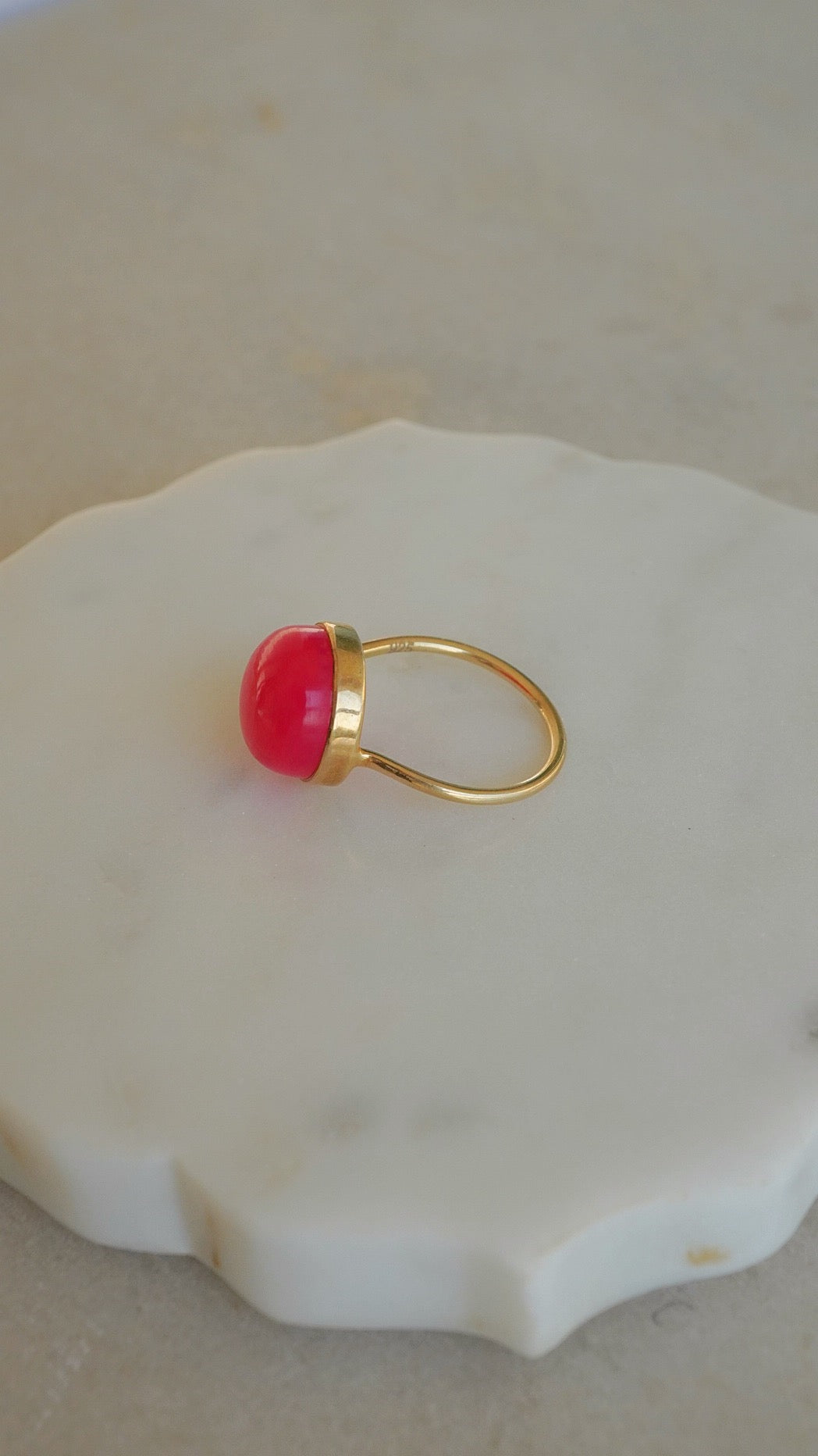 灯-あかり　ホットピンクカルセドニーリング　12号