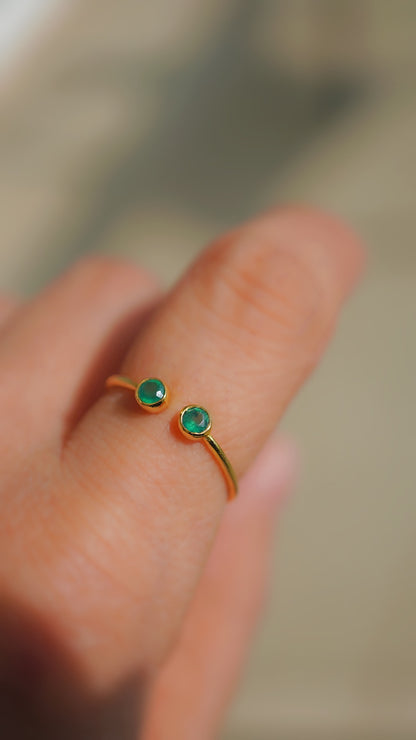 双翠-そうすい　グリーンオニキスリング  Free size