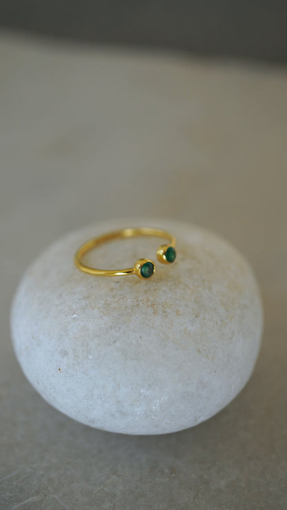 双翠-そうすい　グリーンオニキスリング  Free size