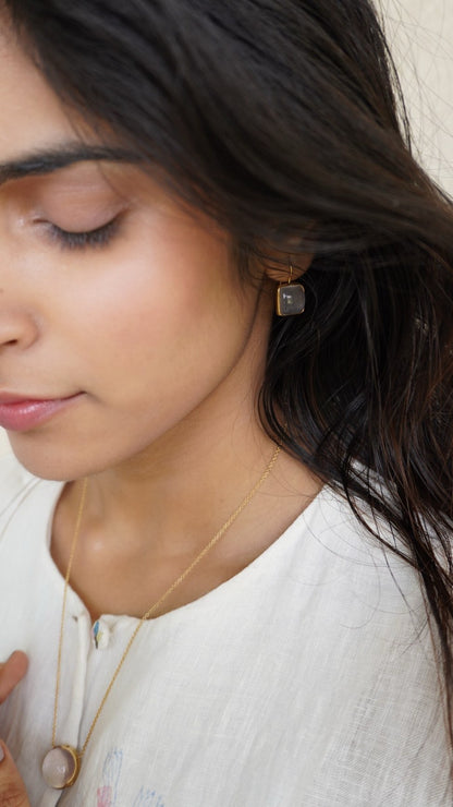 静光-せいこう　ローズクォーツピアス