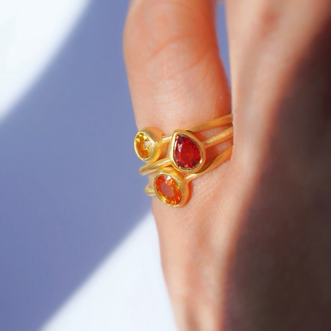 Honey Orange Sapphire Ring Size 8 Chota Ring MSR43H