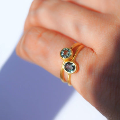 Blue Green Sapphire Ring Size 5 Chota Ring MSR43G