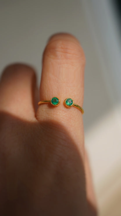 双翠-そうすい　グリーンオニキスリング  Free size