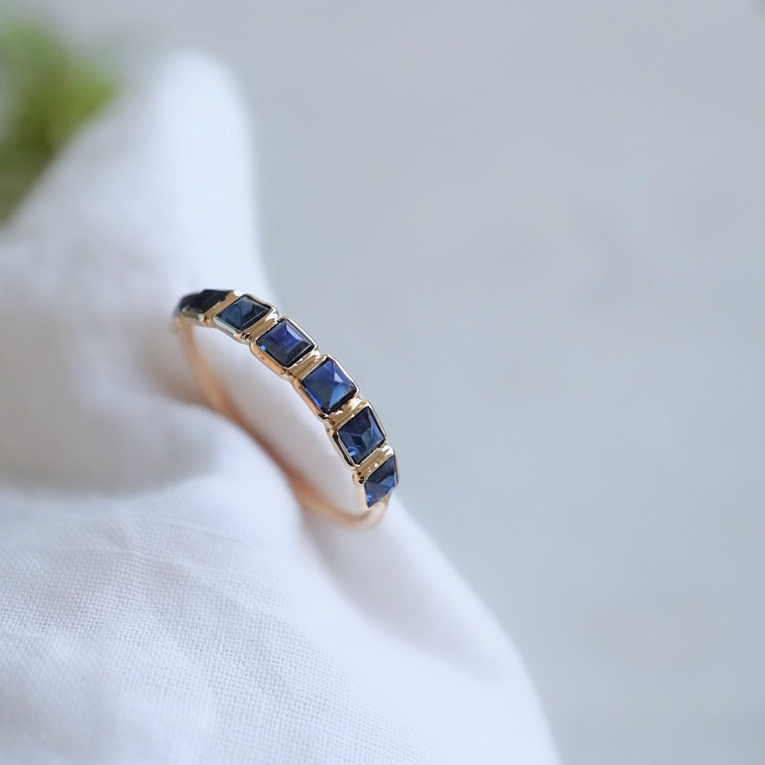 Size order small sapphire half eternity ring
