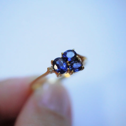 3 blue sapphire rings