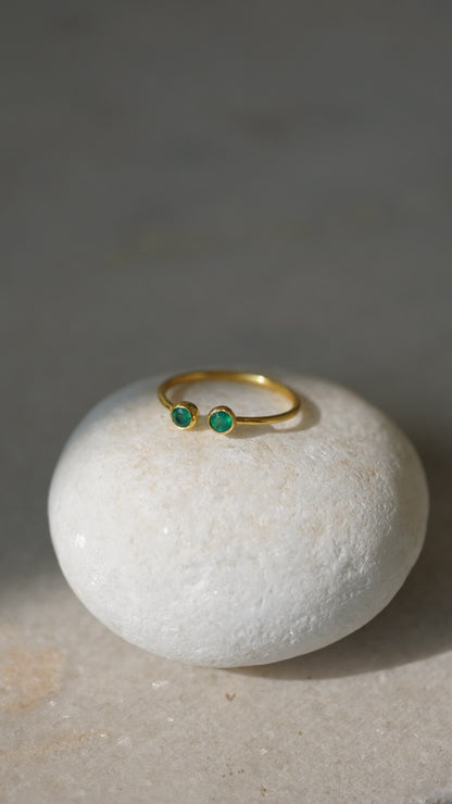 双翠-そうすい　グリーンオニキスリング  Free size