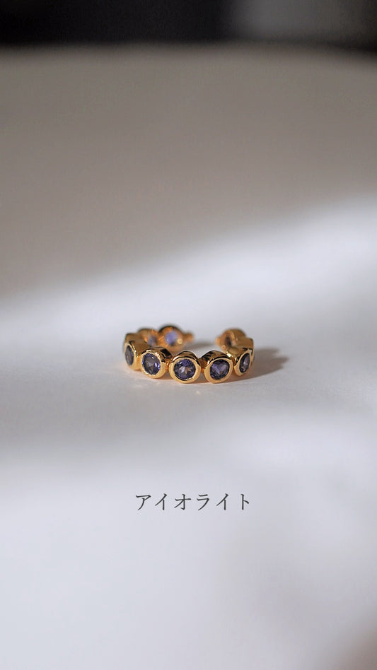 Ear cuff ruby, emerald, blue topaz, tourmaline, iolite