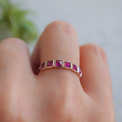 Size order small ruby ​​half eternity ring