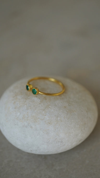 双翠-そうすい　グリーンオニキスリング  Free size