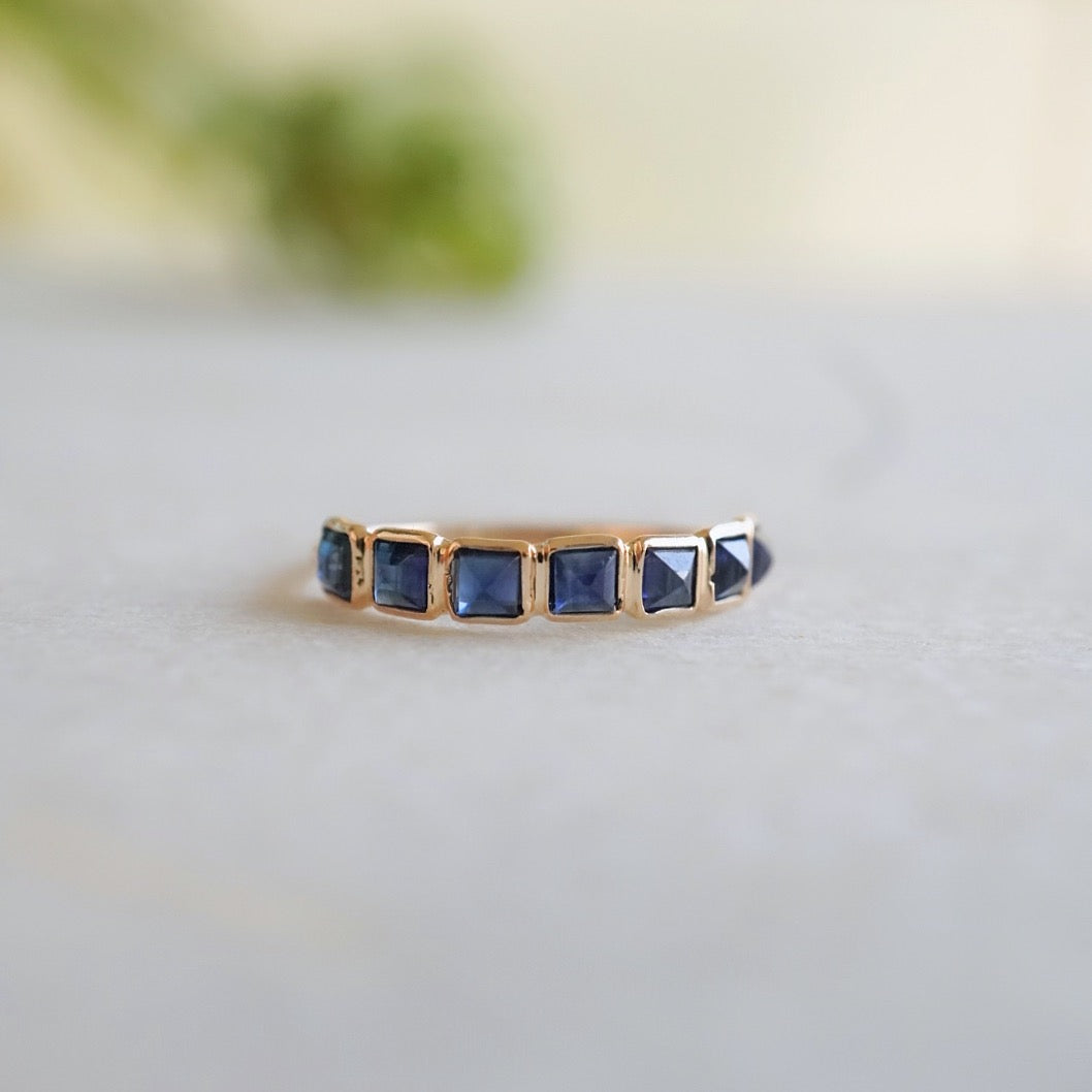 Size order small sapphire half eternity ring