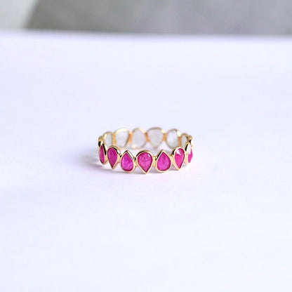 Size order small ruby ​​half eternity ring