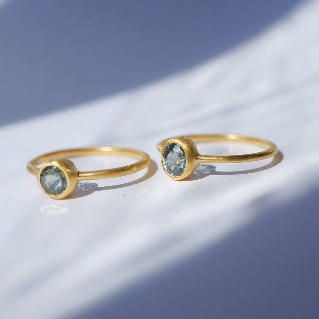 Blue Green Sapphire Ring Size 5 Chota Ring MSR43GO