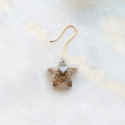 Bicolor Smoky Quartz 10KG Carved Single Star Earrings SEG48S