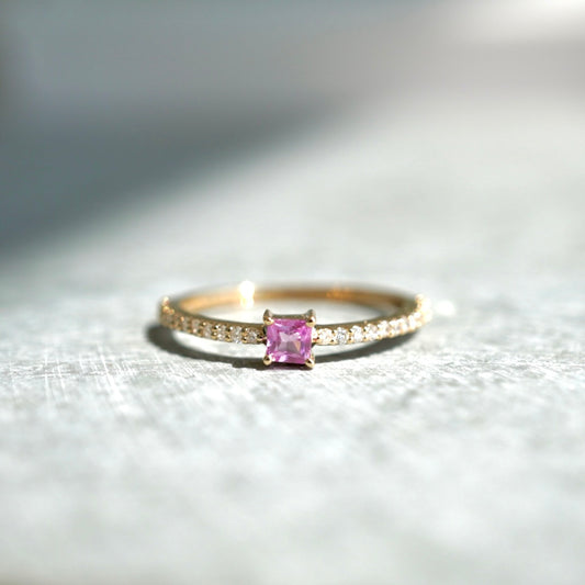 Size order pink sapphire &amp; diamond ring